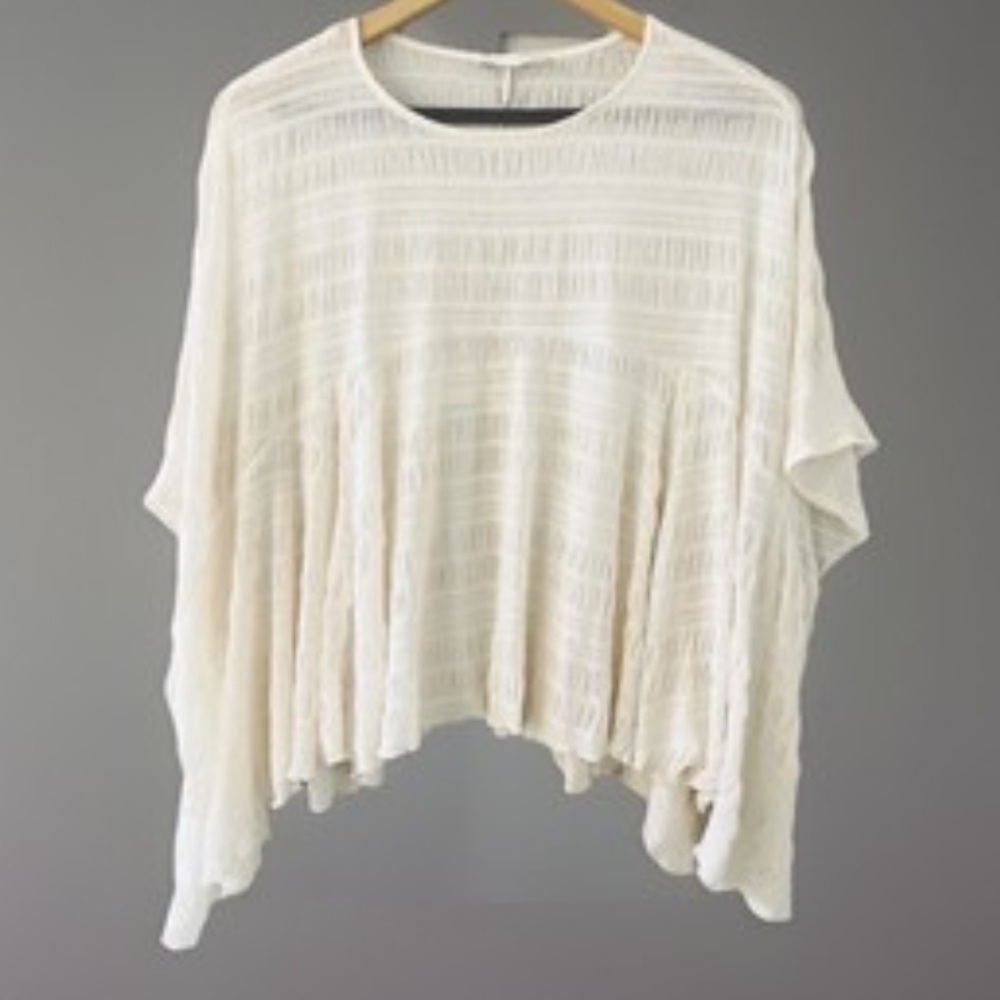 Zara Cream Sheer Textured Oversized Top | S